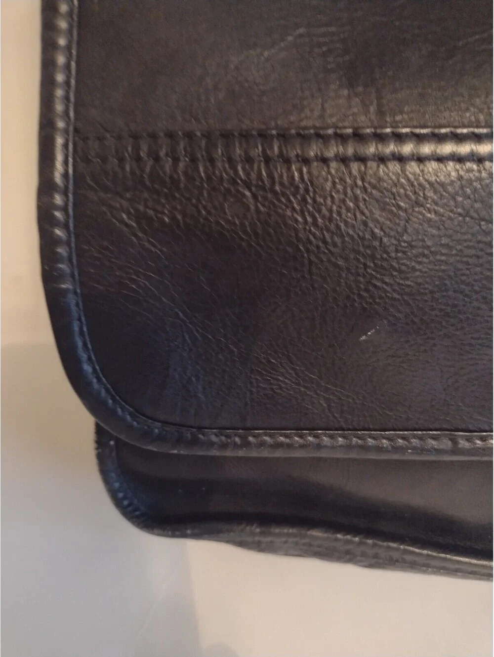 Vintage Black Leather Expandable Briefcase Portfolio Executive Lawyer Bag 17